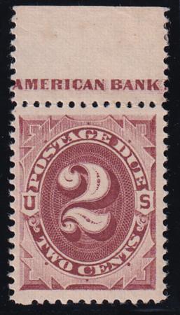 US J16 Postage Dues Mint NH VF Pristine OG, Top Imprint