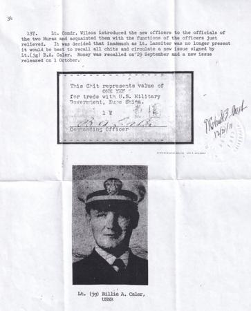 US Possessions - Japan/Ryukyu Islands Kume Shima Military Scrip Shima S/B 906a RPSS PKC 3 Unused 1 Yen Series From OCT 1, 1945 - Uncirculated - Bush Cert With Story Of Issue