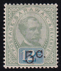 Sarawak 24 Mint H VF 1891 5¢ On 12¢, Signed Key Stamp To The Country