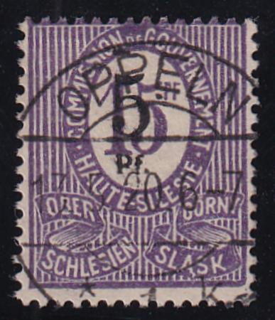 Upper Silesia 10 Used AVE-F S-O-N Cancel Key Stamp To The Country!