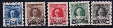 Vatican 35-40 F-VF to XF Used (37-40 XF) Raybaiudi Cert.(Set 35)