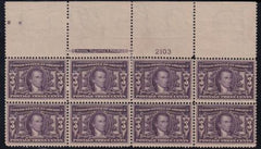US 325 Early Commemoratives LH F-VF Wide Top Plate Block Of 8
