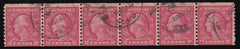 US 488 Washington/Franklin Used AVE-F Strip Of 6, Few Weaker Perfs Nicely Cancelled 1917