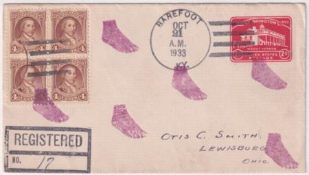 US Kentucky  Barefoot 709  U525 Fancy Cancel Cover  Foot