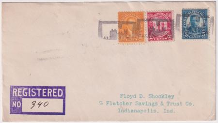 US Indiana, Castleton 637, 642, 683  Fancy Cancel Cover, Negative Castle in Rectangle