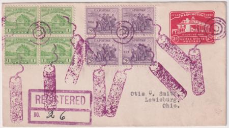 US Kentucky  Cracker 728  732  U525 Fancy Cancel Cover  Firecracker Cancel