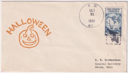 US Kentucky, Ed 733 Fancy Cancel Cover, Witch, Cat in Square Halloween