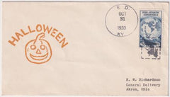 US Kentucky  Ed 733 Fancy Cancel Cover  Witch  Cat in Square Halloween