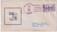 US Ohio, Palestine 750a Fancy Cancel Cover, Bunny, Easter Greetings