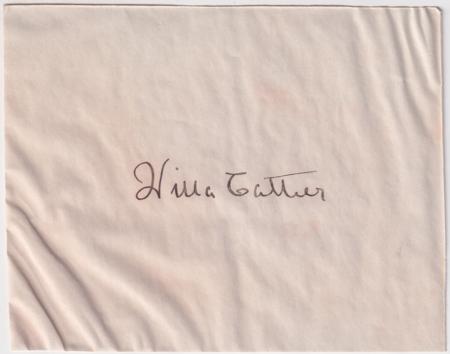 US  Cut Signature of Willa Cather, Am. Writer, Pulitzer Prize Winner