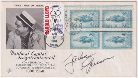 US 1950 989 FDC Signed by Jackie Gleason, Commedian