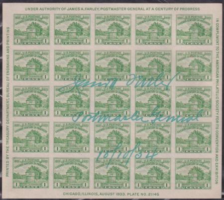 US 1933 Scott #730 S/S Signed by James Farley, PMG