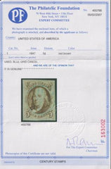US 1a Early Classics  Dual PF Certs: Genuine used Red Grid Canbcel Beautifully Balanced Margins