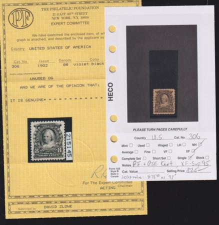 US 306 US Bureau and Regular Issues  PF & PSE Cert, XF-SUP 95