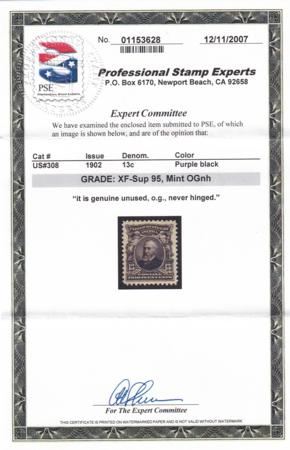 US 308 US Bureau and Regular Issues  PF & PSE Cert, XF-Sup95