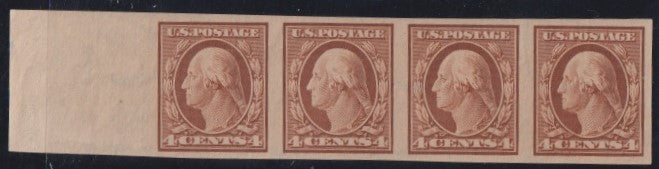 US 346 Washington - Franklin Left Margin Horz Strip of 4