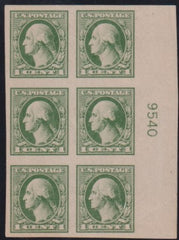 US 531  Washington - Franklin Right Plate Block - Green