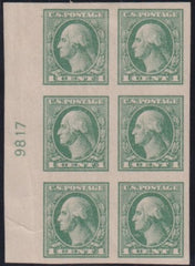 US 531  Washington - Franklin Left Plate Block Num 9817 - Bright Green LL Wrinkle