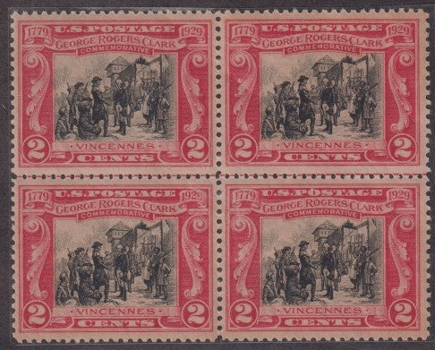 US 651 Modern Block of 4 LL Stamp with plate "1929"