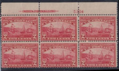 US 372 Early Commemoratives  P/B of 6 num 5394 Top Center Stamp with double Transfer