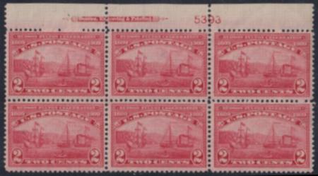 US 372 Early Commemoratives  P/B of 6 num 5393 Trimmed Top