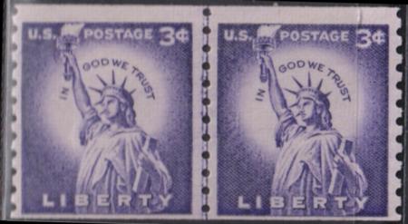 US 1057d US Modern Tagged "Look" Coil Line Pair NH F - VF $300