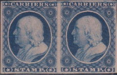 US LO3 US Locals and Carriers  Pair, Indigo Shade, No Gumas Issued Pair, Indigo Shade, No Gumas Issued Horiz Crease Mint XF $35