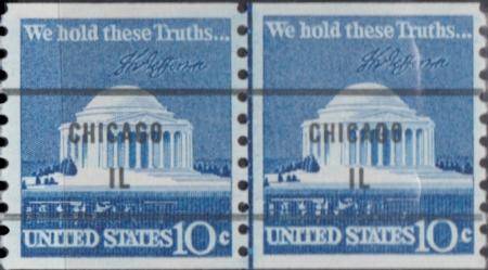 US 1520a US Modern Intagged Line Pair, Relief Break  NH VF $100