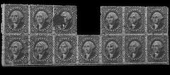 US Classics 36 Rare Block of 13, Few slight Flaws Used F-VF