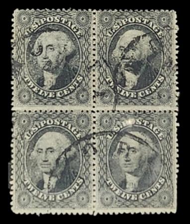 US Classics 36 Rare Block of 4, some clipped Perfs LR, o/w nice. Weiss Cert Used F-VF