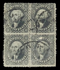 US Classics 36 Rare Block of 4, some clipped Perfs LR, o/w nice. Weiss Cert Used F-VF