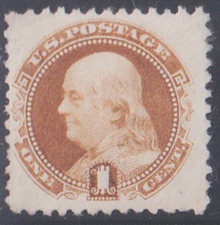 US 1869 Pictorials 133 Brown Orange, no gun as issued one perf thin Mint F-VF