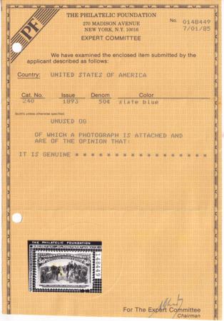 US Early commemoratives 240 PFC - Very Fresh Mint VF-XF