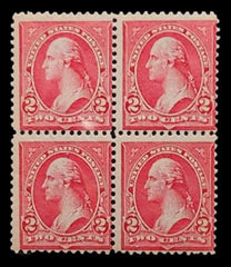US Bureau and Regular Issues 279 Block Distinctive Rose Carmine Shade, Pristine PO Fresh Mint