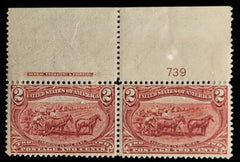 US Early commemoratives 286 Well Centered Top Plate # Strip Mint VF