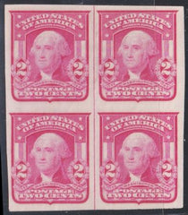 US Bureau and Regular Issues 320 Block of 4 with Vertical Line, carmine rose shade Mint VF