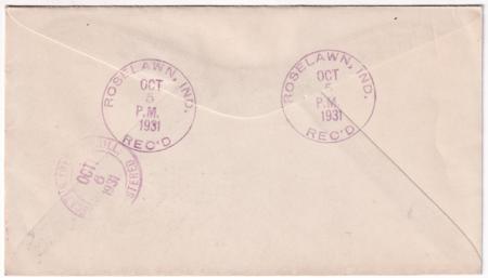 US Indiana, Roselawn 490, 510, 558 Fancy Cancel Cover, Purple Rose