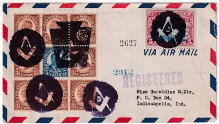 US Pennsylvania, Sharon 633, 637, C11  Fancy Cancel Cover, Rose, Masonic Emblem