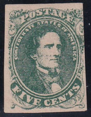 US Confederate States of America #1b Dark Green 3 3/4 Margins, Full fres OG PF Cert Cat Value $375