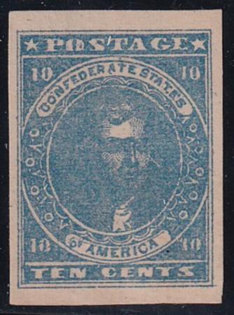 US Confederate States of America #2b Mint LH VF-XF Dark Blue, Patterson Printing, 4 Large Margins, Nice, Heavily Inked Impression, Fresh OG, PF 85 Cert, Spectacular! Est. $850
