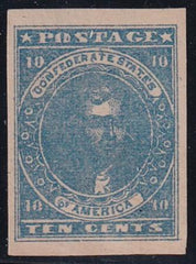 US Confederate States of America #2b Mint LH VF-XF Dark Blue, Patterson Printing, 4 Large Margins, Nice, Heavily Inked Impression, Fresh OG, PF 85 Cert, Spectacular! Est. $850