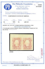 US Confederate States of America #8a Mint XF-Superb Pale Red Paid, Pristine OG, Left Stamp would be a truly superb Jumbo single est SMQ $600
