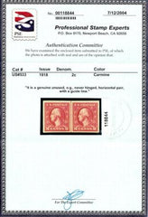 US George Washington and Ben Franklin #533 NH VFV Line pair with cert Cat Value $425