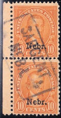 US Modern After 547 #679 Used F-VF Margin Pair Bold "Sargent NEBR" boxed cancel Cat Value $45