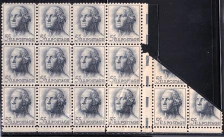 US Modern  #1213 Block of 15 with 1 full gutter pair at bottom due to paper fold Unique