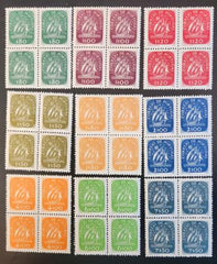 Portugal #702-710  NH VF Caravel, complete in blocks of 4 , 1x #709 with gum strip Cat Value  $1700