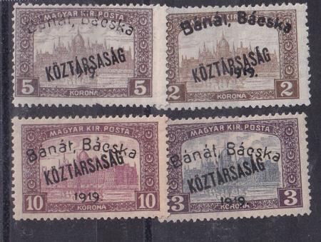 Hungary #10N39-9 MINT F - VF Banatbacska Occupation, all signed Cat Value  $120