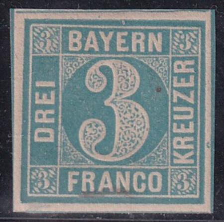 German States - Bavaria #2 MINT XF  2 OG, hinged Cat Value  $60