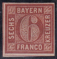 German States - Bavaria #5 MINT VF Hinged with shallow thin OG  Cat Value  $50