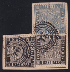 German States - Baden #10,12 USED F -VF  On piece Cat Value  $80